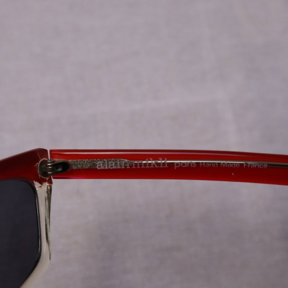 Vintage Alain Mikli Paris Red Clear Frame Sunglasses Geometric France Designer - Picture 4 of 5